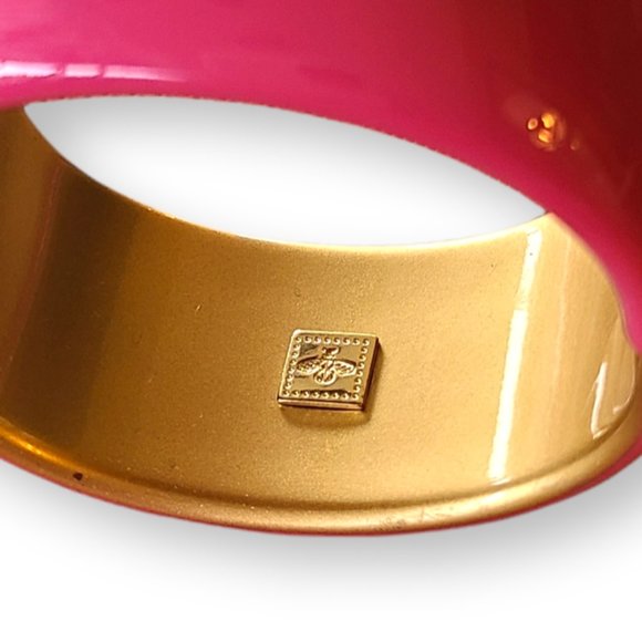 Hot Pink Clamper Bracelet with Pearlized Double-Infiity Motif - Picture 6 of 6
